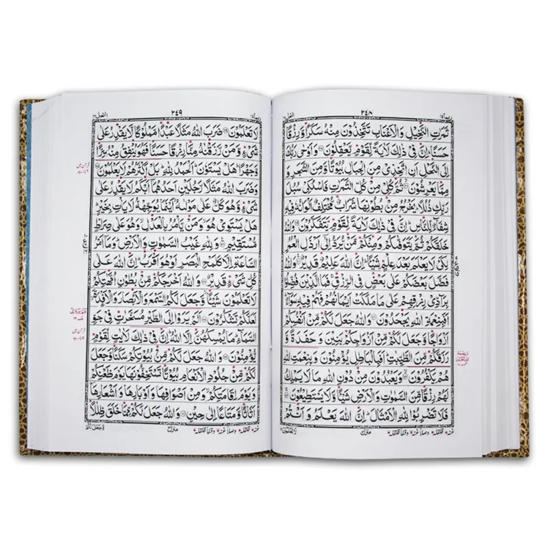 16 Line Quran with Red Tajweed Markings and Lamination Binding by Taj Company - Medium Size for Hifz and Recitation 876-2L Inner