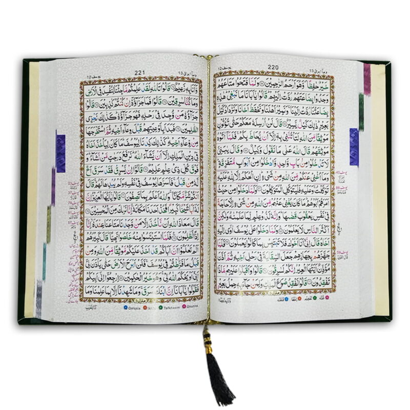 Holy Quran 16 Line Hafzi Tajweedi Color Coded – Fancy Black Binding – Qudratullah