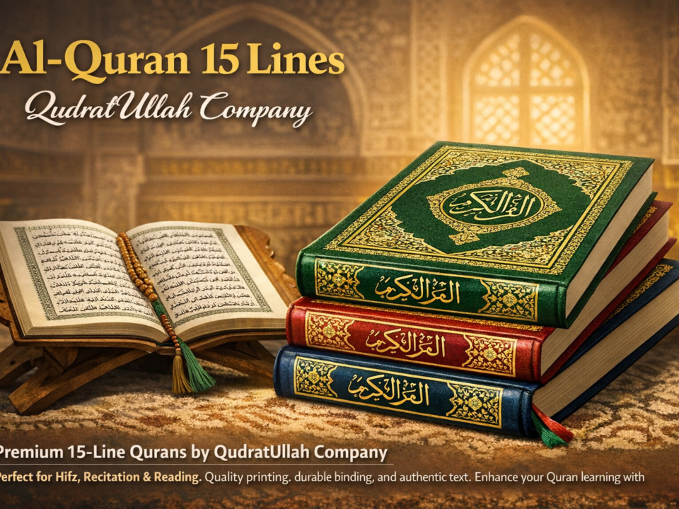 Premium 15-Line Tajweedi Quran by QudratUllah Company – Perfect for Ramadan, Hifz, and daily recitation.