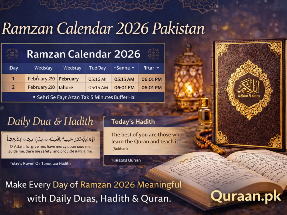 Make Every Day of Ramzan 2026 Meaningful with Daily Duas, Hadith & Quran.