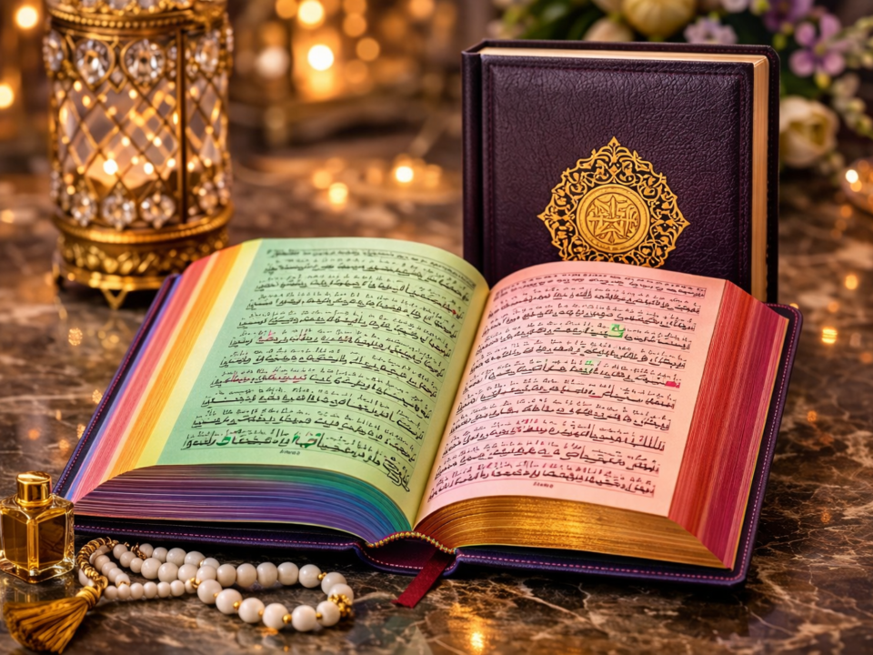 Buy original Taj Company Rainbow Quran with Tajweed rules online in Pakistan – beautiful colors, perfect recitation, trusted quality.