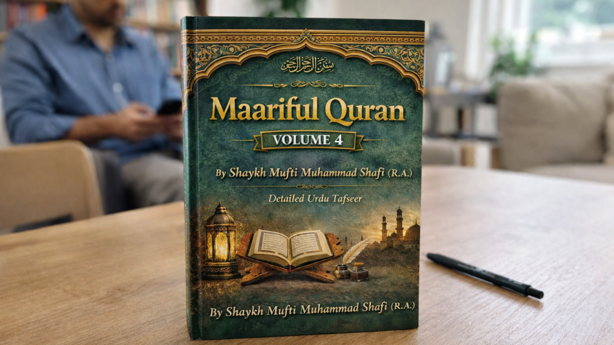 Maariful Quran Volume 4 by Shaykh Mufti Muhammad Shafi (R.A.) – Authentic Urdu Tafseer Book Cover
