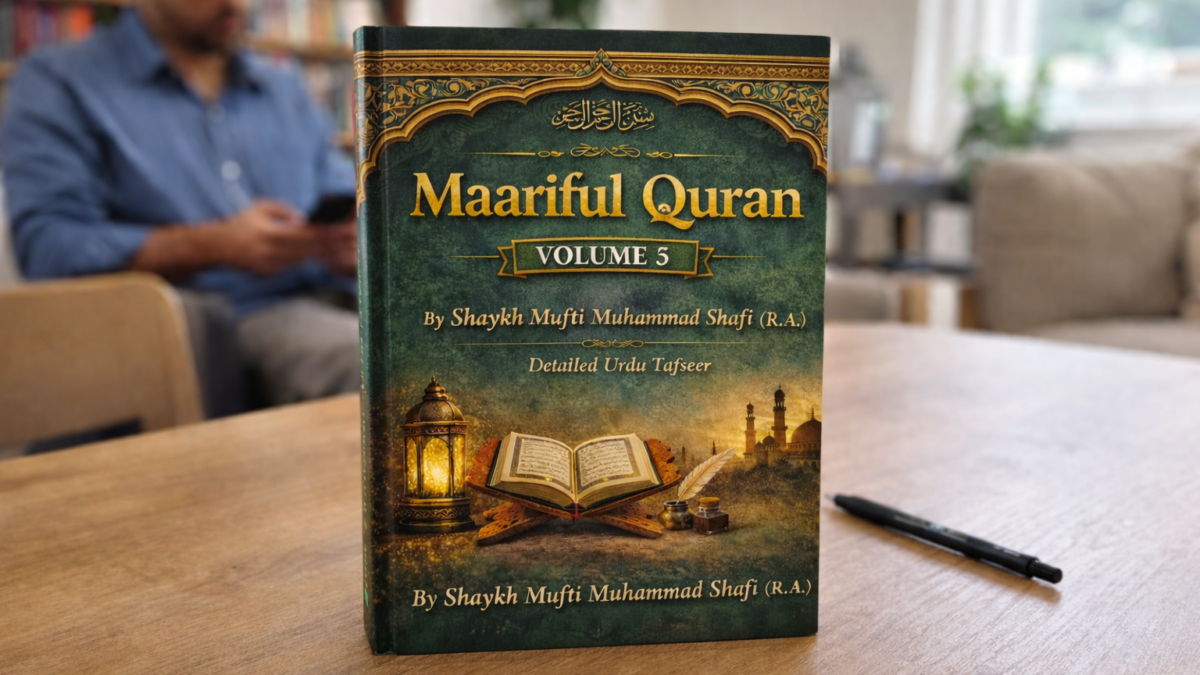 Maariful Quran Volume 5 by Mufti Muhammad Shafi (R.A.) – Authentic Urdu Tafseer Book Cover