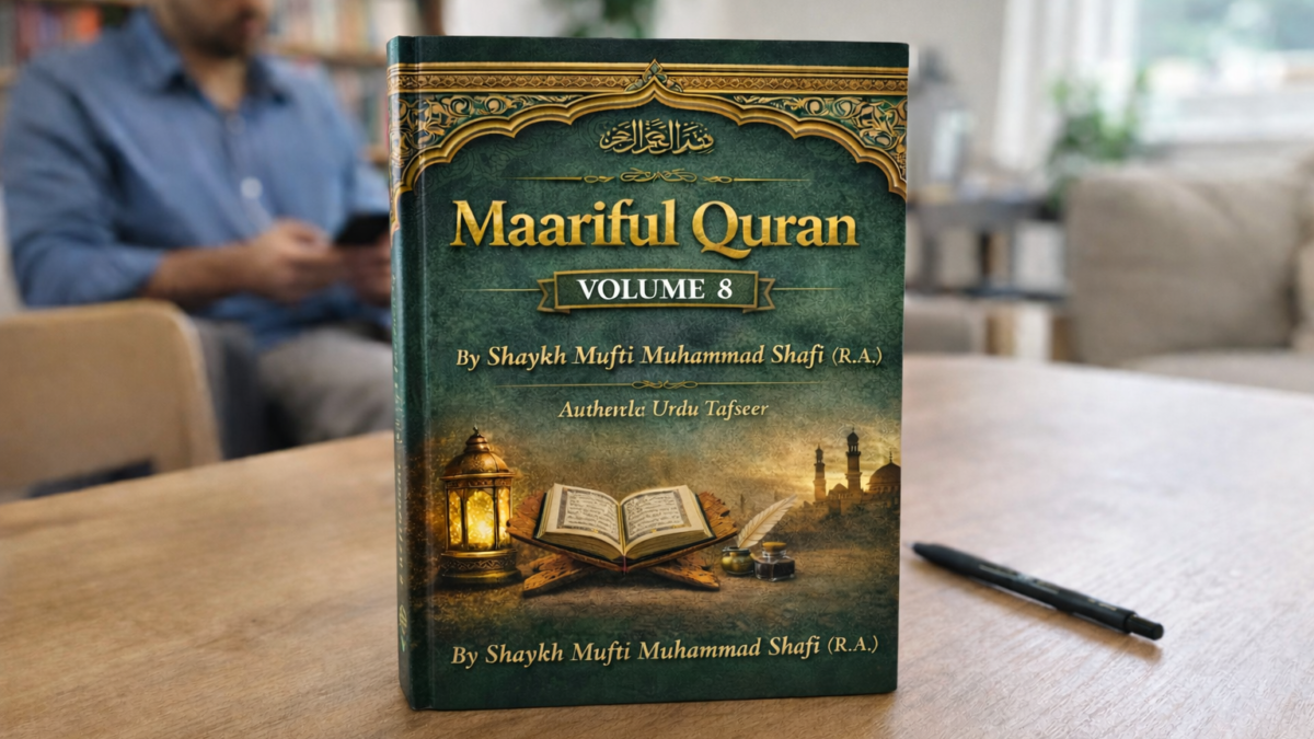 Maariful Quran Volume 8 by Mufti Muhammad Shafi (R.A.) – Authentic Urdu Tafseer Book Cover