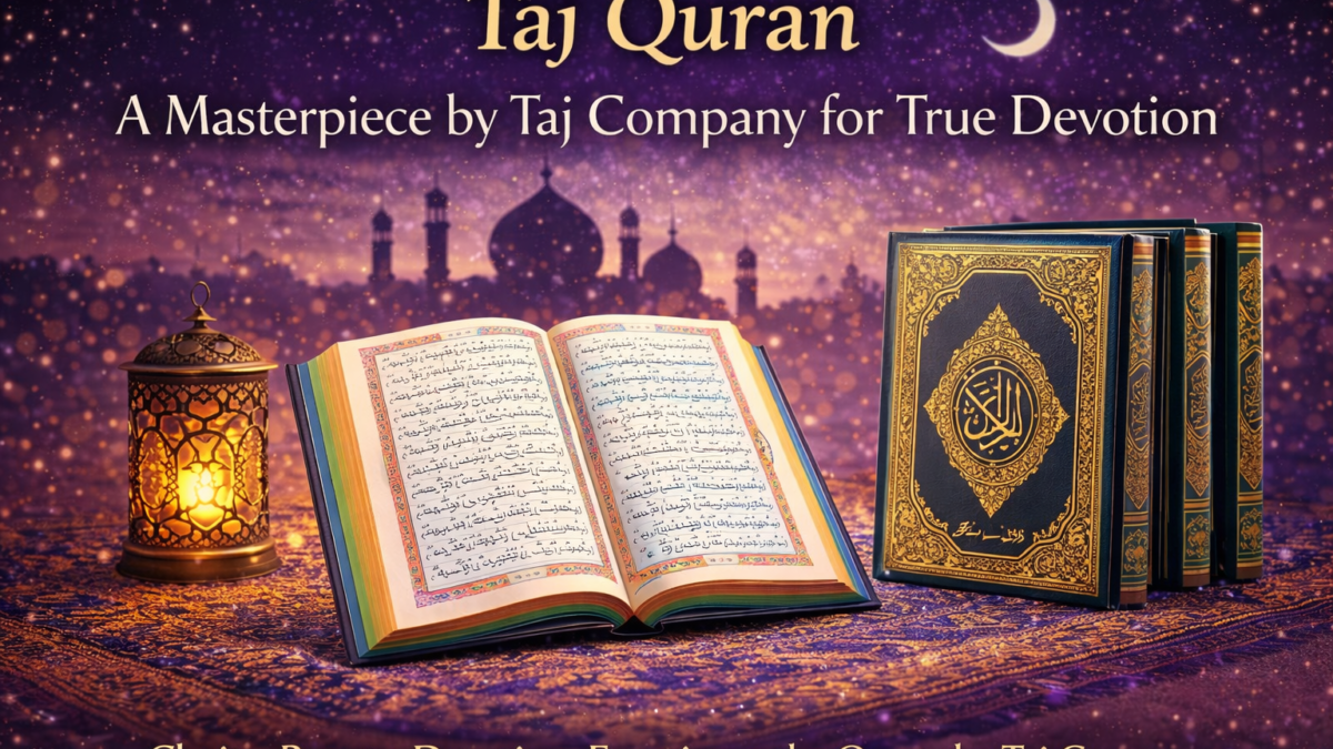 Taj Quran by Taj Company featuring elegant design and Tajweed rules for precise recitation