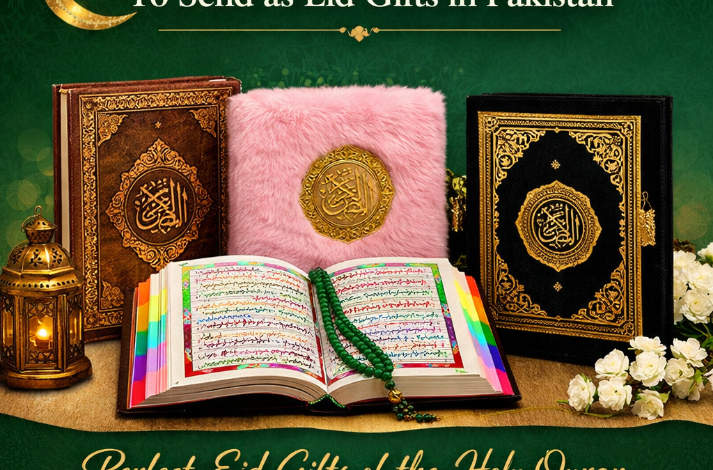 Top Taj Quraan Editions for Eid Gifts in Pakistan including Tajweedi Quran, Rainbow Colorful Quran 16 Lines Tajweedi, and luxury Taj Company Quran gift sets.
