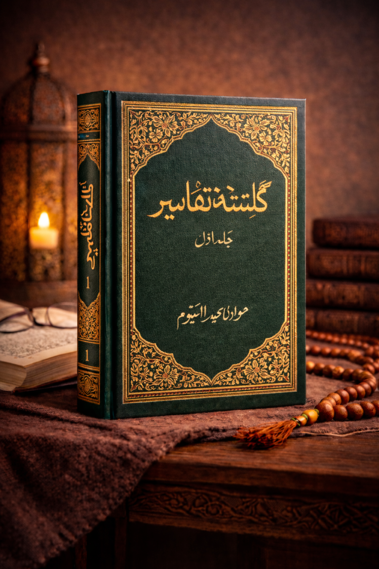 Guldasta-e-Tafaseer Volume 1 by Molana Abdul Qayyum hardcover Urdu Tafseer book with elegant Islamic cover design for Quran study