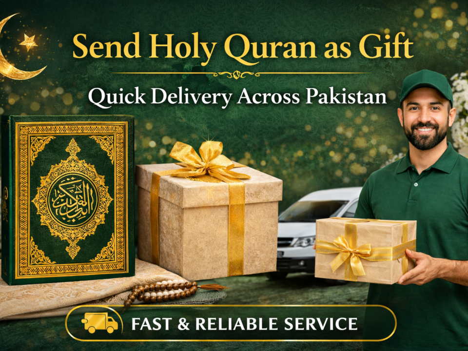 Send Holy Quran as Gift with Quick Delivery Across Pakistan featuring Taj Company Quran, Tajweedi Quran, and premium Islamic gift boxes.