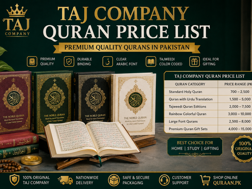 Taj Company Premium Holy Quran Collection – Elegant Qurans Available in Pakistan